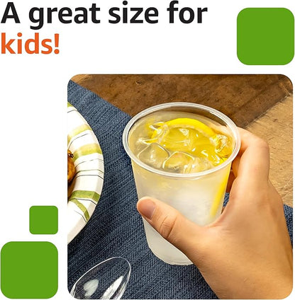Amazon Basics Small Disposable Clear Plastic Cups, 9oz, 100 Count