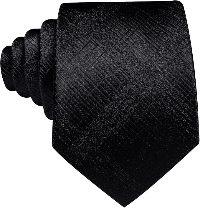 Barry.Wang Tie Sets for Men Silk Solid Necktie Stain Ties Handkerchief Pocket Square Cufflinks Wedding Business Dyed