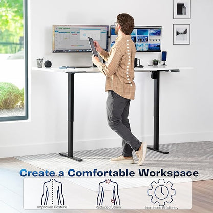 VIVO Large Electric 83 x 30 in Standing Desk, Memory Height Adjustment, 1B Series, White Top Black Frame, DESK-KIT-1B8W