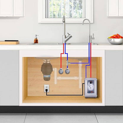 Ready Hot 41-RH-200-F570-BN Instant Hot Water Dispenser System, 2.5 Quarts, Manual Dial Single Lever Hot Water Faucet Brushed Nickel