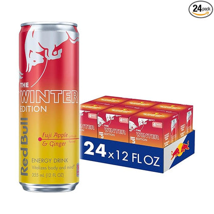 Red Bull Fuji Apple and Ginger Winter Edition Energy Drink, with 114mg Caffeine plus Taurine & B Vitamins, 12 Fl Oz, 6 Packs of 4 Cans (Pack of 24)