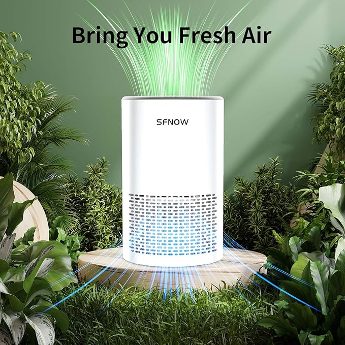 Air Purifiers for Home Pets Hair in Bedroom, Air Cleaner Covers Up to 1050 ft² Remove Smoke Pollen Dander Hair Smell, with HEPA Sleep Mode For Home Office Living Room Drom, SAP300C, White