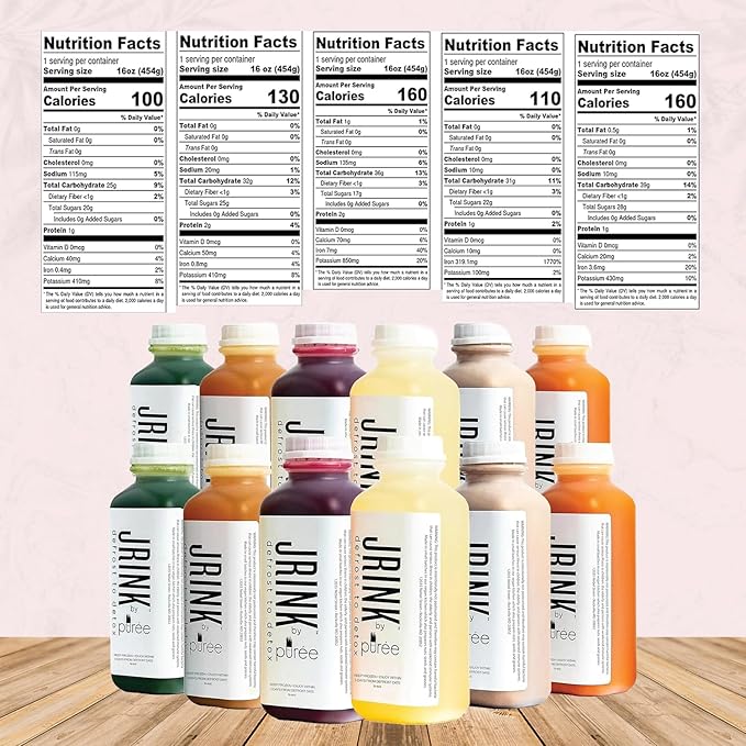 JRINK by Purée Intermediate Juice Cleanse, Cold Pressed Detox Drink with Organic 2 Day-Healthy Vegetable and Fruit Juice, Frozen Pressed Juice Cleanse, 12 Bottles, 16oz Each