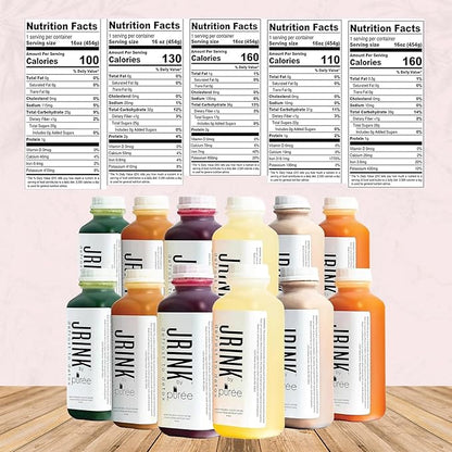 JRINK by Purée Intermediate Juice Cleanse, Cold Pressed Detox Drink with Organic 2 Day-Healthy Vegetable and Fruit Juice, Frozen Pressed Juice Cleanse, 12 Bottles, 16oz Each