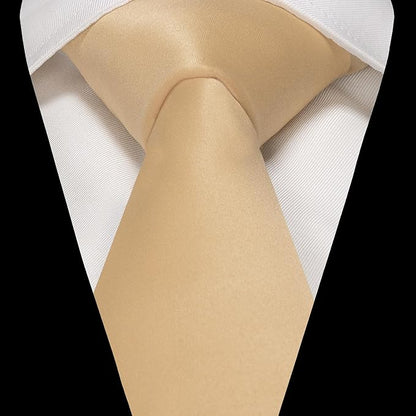 RBOCOTT Solid Color Tie and Pocket Square Hankerchief with Lapel Pin Set for Men