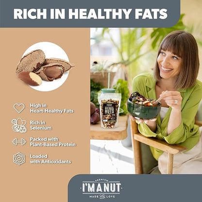 I’m A Nut Brazil Nuts, Broken, 32oz (2 lb) Distinct | Non GMO Batch Tested Gluten & Peanut Free Vegan Keto Friendly Large, Fresh Resealable bag