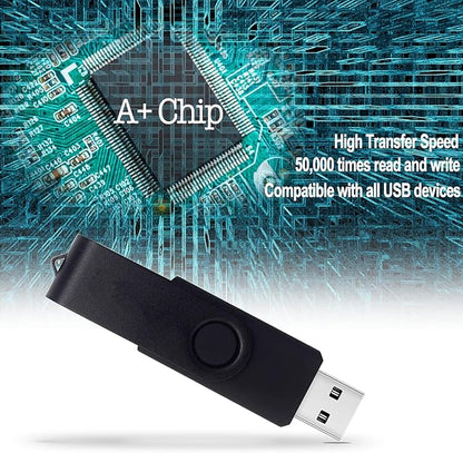 JBOS 2GB USB Flash Drive 10 Pack - Swivel Thumb Drives, USB2.0 Pen Drive for Data Storage, Black + Blue