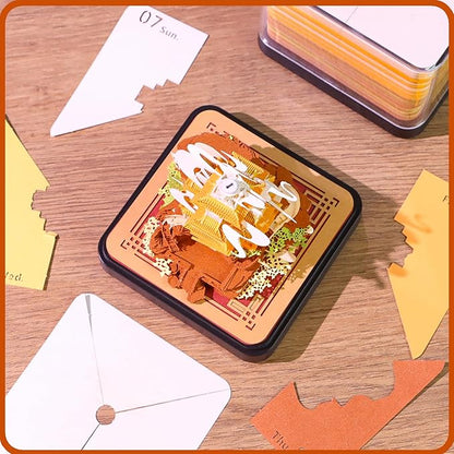 3D Calendar 2026 Time Piece Calendar 3D Memo Pad Tear Away Carving Art Notepad Paper Sculpture Artwork for Sticky Note Record DIY Christmas Gift Office Desktop Decoration-Laojun Mountain