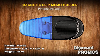10 Magnetic Memo Holders Set - Large Clip, Plastic - TBlue