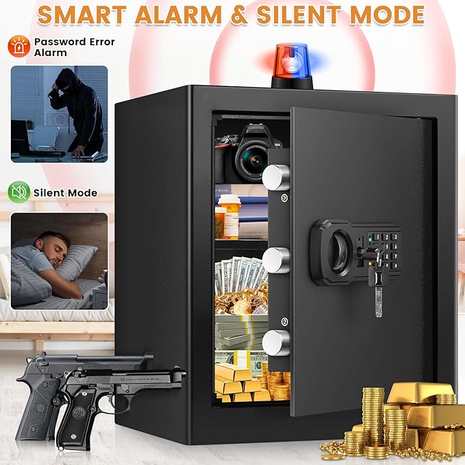 16.53'' Tall Fireproof Safe Box, 2.3 Cuft Home Safety Box with Fireproof Waterproof Bag, Anti-Theft Security Document Safe with Combination Lock & Removable Shelf, Large Safes for Home Cash Medicine