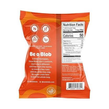 Blobs Gummy Candy 2g Sugar Healthy Gummies - Low Net Carb & Low Calorie - No Sugar Alcohols, Vegan, Gluten Free, No Dyes -1.8 oz per bag (Pack of 6) - Orange Peach Flavor