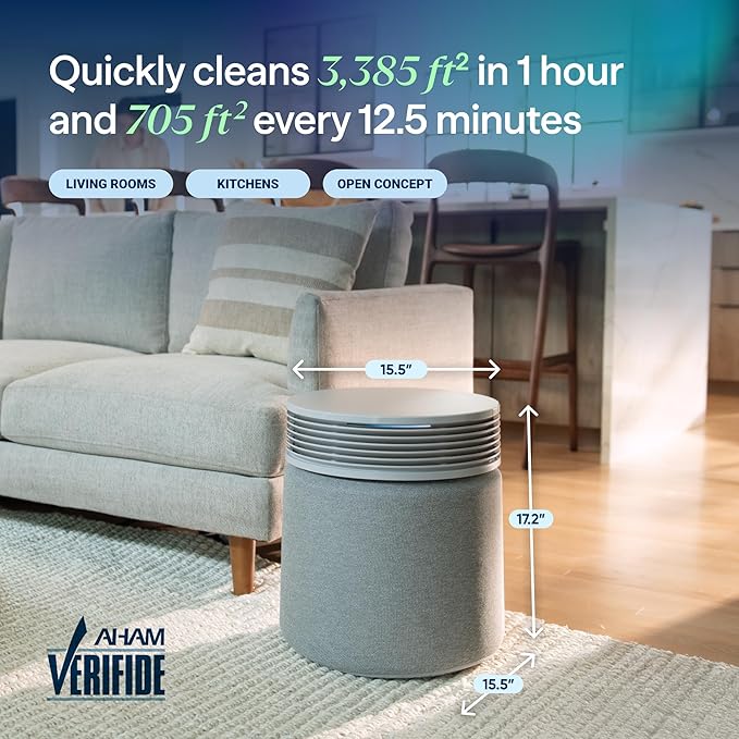 BLUEAIR Air Purifier for Large Rooms & Home - Odor Eliminating Cleans up to 3385 ft², HEPASilent, Smart WiFi, Auto Mode, Doubles as Table, Removes Dust, Smoke, Pet Hair, AHAM Verified, Blue Signature
