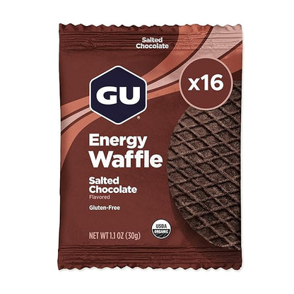 GU Energy Stroopwafel Salted Chocolate Sports Nutrition Waffle, Caffeine-Free, Gluten-Free, and Kosher dairy, On-the-Go Energy for Any Workout, 16 Count
