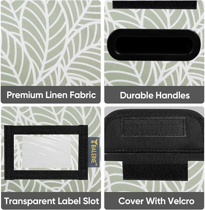 BALEINE File Organizer Box with Lid, Collapsible File Folder Organizer with Plastic Slide, Hanging File Folder Box for Office Document Storage (2 Pack, Antique Foliage, S)