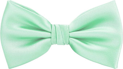 TIE G 5pcs Tie Set in WHITE OR BLACK GIFT BOX: Solid Color Necktie, Satin Bow Tie, Pocket Square, Lapel, Cuff Links