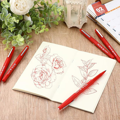 36 Pcs Felt Tip Pens 0.7mm Medium Point Colored Felt Tip Pens for Journaling Planner Writing Note-taking Art Office and School Supplies(Red)