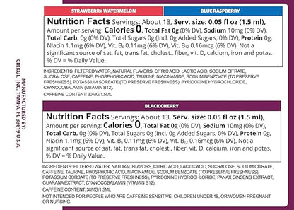 Cirkul GoSip Caffeine Flavor Water Variety Pack, Makes 36 Drinks, No Sugar, Zero Calorie Drink Mix, (2 Blue Raspberry, 2 Black Cherry, 2 Strawberry Watermelon)