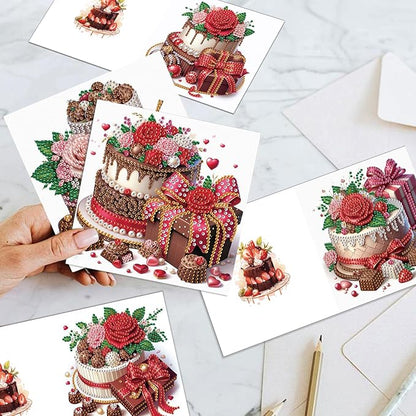 jinglinhh 12pcs Valentine's Day Diamond Art Painting Cupcake Rose Flower Butterfly Greeting Cards with Envelopes, DIY Card Making Kits for Adults, Diamond Art Birthday Holiday Cards Craft Gifts