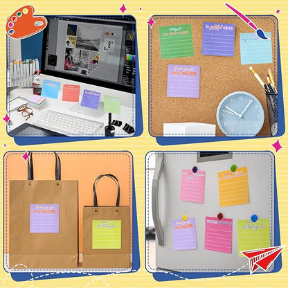 Yinder 12 Pcs Employee Appreciation Sticky Notes Xmas Gift Bulk Motivation Note Pads Mini Inspirational Note Gift for Teacher Nurse Staff Coworker Office Supply 3 x 3'' (Appreciation,Dark Color)