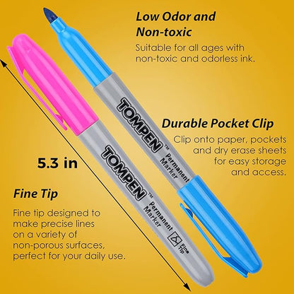 Permanent Markers,Fine Tip,160 Pack Bulk,16 Assorted Multicolor Colors,Waterproof Permanent Marker Pens with Quick Drying on Wood,Plastic,Paper,Metal,Mirror for Office School Classroom Home
