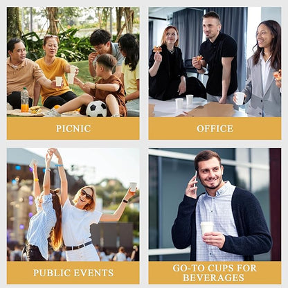 three leaf 6 Oz. Disposable Paper Cups, (White) 1000 Ct. (20 Packs Of 50), Hot/Cold Cup For Coffee, Water, Tea, Juice, Picnic, Party, Travel And Events