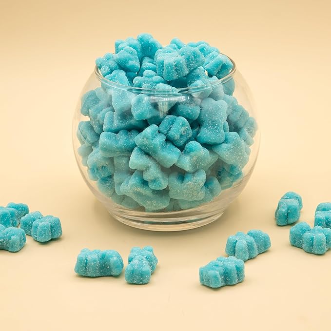 Sour Gummi Bears Candy 2-Pound Bag | Blue Raspberry Chewy Candy | Gelatin Free Blue Gummies for Baby Showers, Gender Reveal, Party Favors, and Buffets