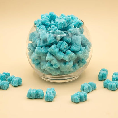 Sour Gummi Bears Candy 2-Pound Bag | Blue Raspberry Chewy Candy | Gelatin Free Blue Gummies for Baby Showers, Gender Reveal, Party Favors, and Buffets