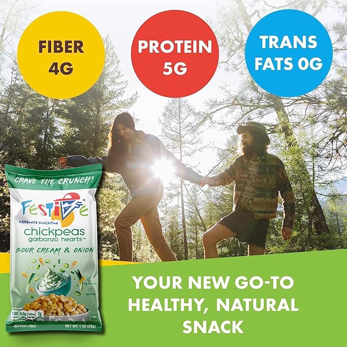 Snack Festive Gourmet Cream Pack Roasted Chickpea Snacks, 8 Bags 1 oz Crunchy Protein Garbanzo Beans, Healthy Nut Free Vegan Non-GMO Soy-Free Balanced Macro