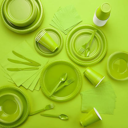 Disposable Paper Plates Green, 6 3/4 Inches Paper Dessert Plates, Strong and Sturdy Disposable Plates for Party, Dinner, Holiday, Picnic, or Travel Party Plates, Pack of 50