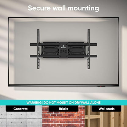 ONKRON Full Motion TV Wall Mount for 42-120 Inch TVs up to 220 lbs, Heavy Duty TV Mount with Swivel and Tilt, Extension Arm, max VESA 1000x600, Large Articulating Television Mount Bracket Black