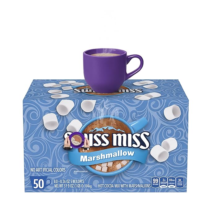 Hot Cocoa Mix with Marshmallows, Rich & Creamy Instant Chocolate Drink, Single-Serve Packets (50 Count) – Perfect Winter Beverage for Family, Kids & Parties