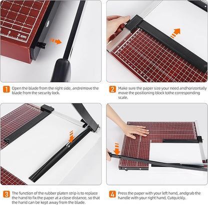 A3 Paper Cutter Paper Trimmer Heavy Duty Paper Slicer with Safety Guard and Blade Lock 18" Cut Length. Guillotine for Cardstock Metal Base Wide Use for Office, School, Home(Red)