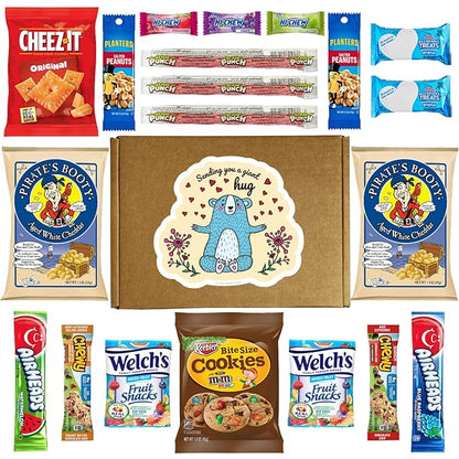 Hangry Kits Sending a Giant Hug For Men And Women - Send-A-Hug Basket Care Package for Men, To A Friend Or Loved One In Hospital, After Surgery Or Sickness. Recovery. Delicious Variety Of Comforting Snacks
