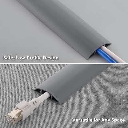 ZhiYo 5.6ft Cord Covers for Wires on Floor, Cord Hider Floor Hide Extension Cords, Soft PVC Cable Cover Cable Protector, Wire Cavity W0.62in H0.31in, Gray