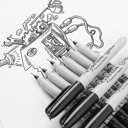 Ultra Fine Point Black Permanent Markers, 36 Pack Ultra Fine Point Black Permanent Marker set, Works on paper, Plastic, Stone, Glass, Metal