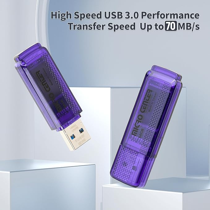 INLAND Micro Center SuperSpeed Single Pack 64GB USB 3.0 Flash Drive Gum Size Memory Stick Thumb Drive Data Storage Jump Drive (64G)