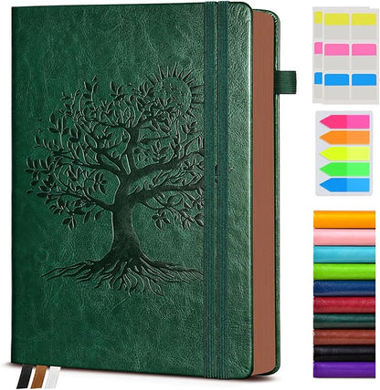 Vintage Leather Journal with 300 Numbered Pages,B5 Lined Journal for Men Women,Daily Journals for Writing,College Ruled Notebook for Work,School,Note taking,Travel Diary,Large (7" x 10")