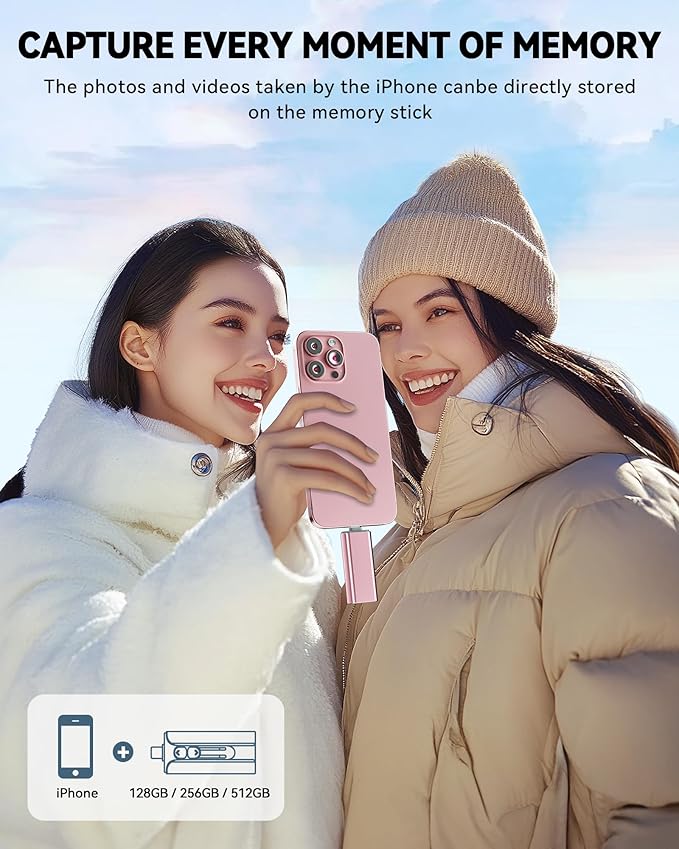 MFi Certified 512GB Flash Drive for iPhone USB Memory Stick Thumb Drives, High Speed USB Stick iPhone Flash Drive for Photos Videos,Photo Stick External Storage for iPhone/iPad/Android/Laptop (Pink)