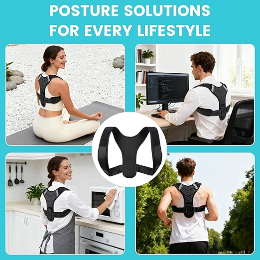 Posture Corrector for Men & Women, Adjustable Back Brace & Straightener for Office, Home & Daily Use, Relieve Back Pain, Prevent Hunching & Slouching, Comfortable & Breathable, M