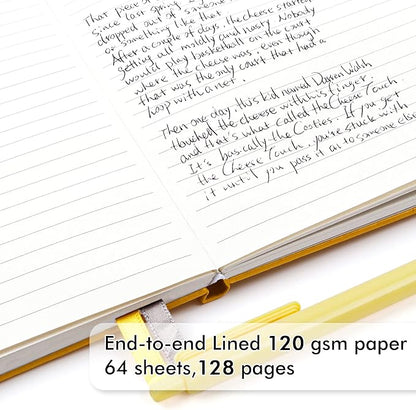 feela 24 Pack Journal Notebook for Work, Business Notebook Bulk Hardcover Lined Writing Journal with Pen Holder for Men Women Note Taking, with 24 Black Pens, 120 GSM, 5.1”x8.3”, A5, Yellow