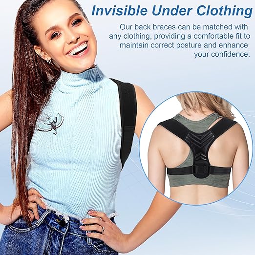 Posture Corrector for Women, Adjustable Back Brace Spine Corrector, Breathable Shoulder Straightener for Posture Support, Relieve Shoulder, Neck & Back Pain