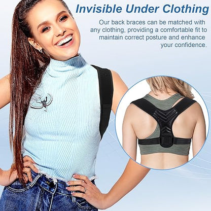 Posture Corrector for Women, Adjustable Back Brace Spine Corrector, Breathable Shoulder Straightener for Posture Support, Relieve Shoulder, Neck & Back Pain