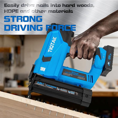 Cordless Brad Nailer with Battery, 2-In-1 Electric Nail Gun/Staple Gun Drives 1600 Nails per Charge, 18 Gauge 5/8’’ to 2’’ Nails and 1/2’’ to 1-5/8’’ Staples