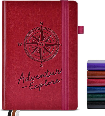 PAIBAS Graph Notebook for Women Men, 160 Pages Grid Paper, Graphing Notebooks for School, Work, Quad Ruled, Inner Pocket, A5 Hardcover Vintage Leather Journals for Writing, 5.8"x8.5" (Burgundy)