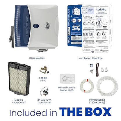 AprilAire 720MKZ Whole-House Fan-Powered Evaporative Humidifier – 21 GPD, Water Saving, Manual Control, Installation Kit, for up to 6,250 Sq. Ft., Part of the AprilAire Healthy Air System