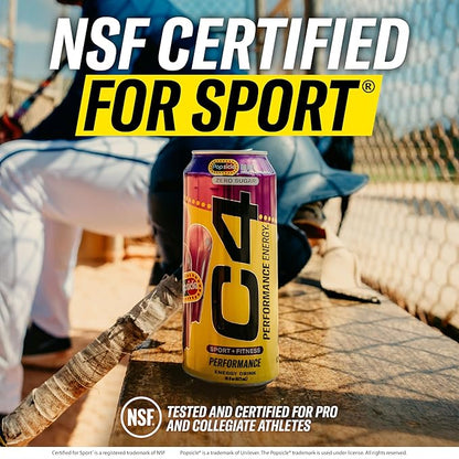 Cellucor C4 Energy Drink x Hawaiian Pineapple Popsicle, Carbonated Sugar Free Pre Workout Performance Drink with no Artificial Colors or Dyes, 16 Oz, Pack of 24