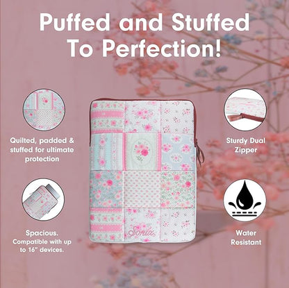 Sonix | Puffy Laptop Sleeve | 15-16 Inch, Quilted Pillow Puffer Laptop Carrying Case, Computer Sleeve | Patchwork Cottage