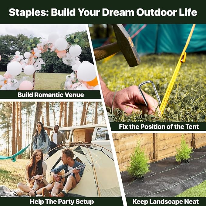 Landscape Staples 4 inch Stakes for Gardening 500 Pack Galvanized Garden Staples for drip Irrigation Landscape Fabric pins Updated Heavy-Duty Weed Barrier Fabric Lawn Outdoor Projects,Decorations