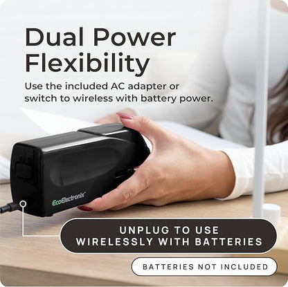 Portable Automatic Electric Stapler Pro - 30 Sheet Capacity, Quiet Operation, Jam-Free and Easy Reload - AC Adapter/Battery Powered (White & Black Combo)
