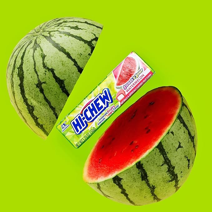 HI-CHEW Watermelon Sticks, 15-Pack, Soft & Chewy Candy, 1.76oz Each, Bulk Candy Individually Wrapped - Made with Immensely Juicy Fruity Flavors